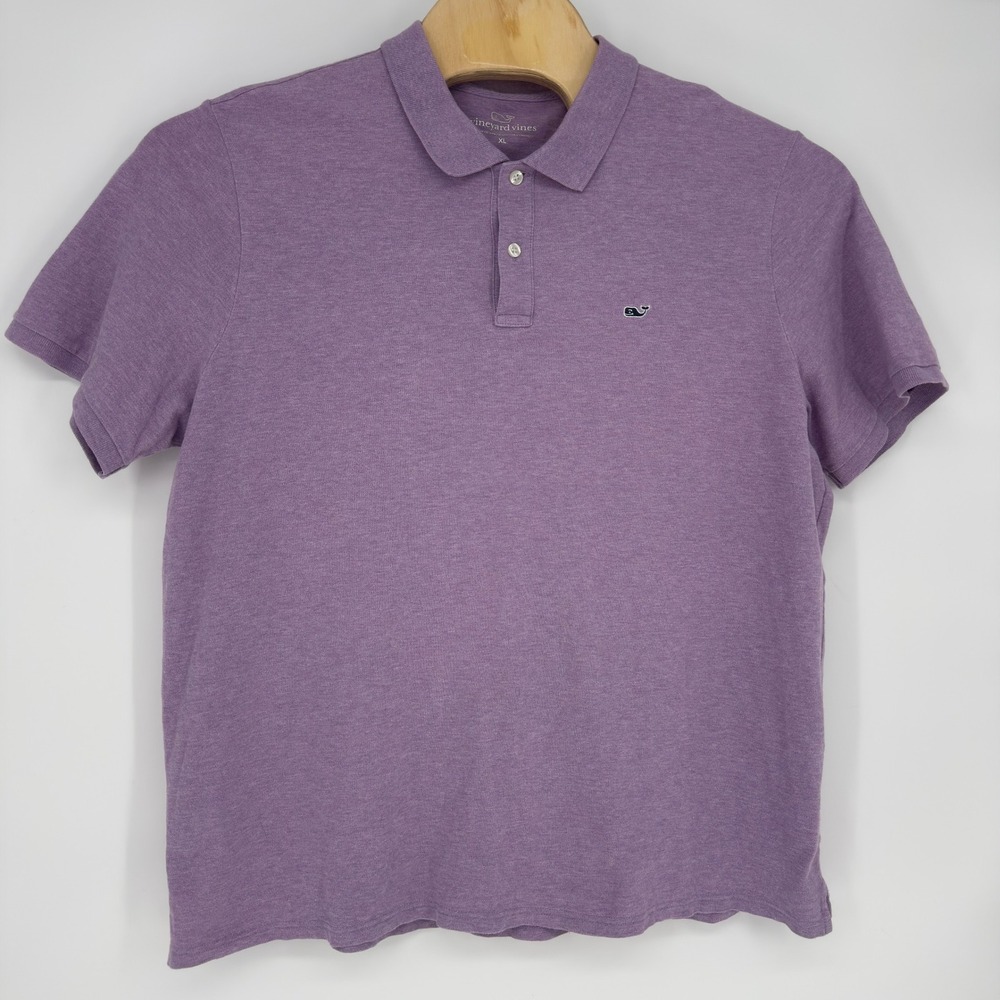 Vineyard Vines Mens XL Purple Heather Short Sleeve Whale Logo Polo Shirt